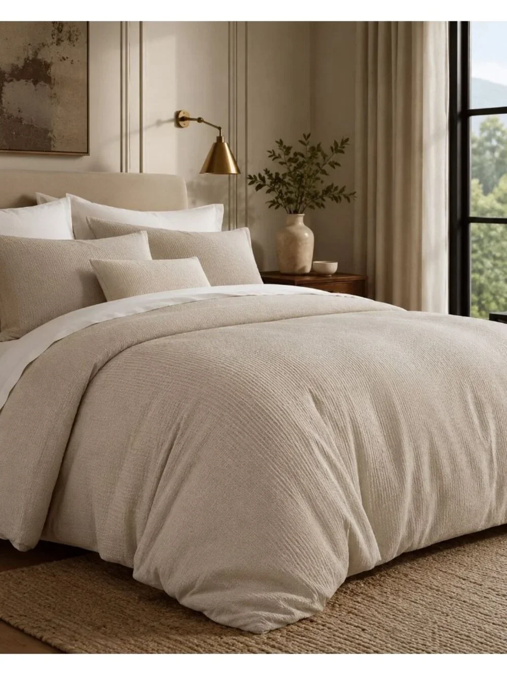 S26a | Quince Organic Luxe Honeycomb Duvet Cover Set King Cal King Sand NWOT